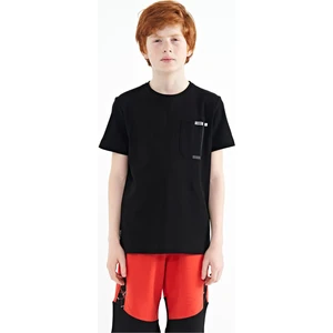 Tommy Life Siyah Cep Detaylı O Yaka Standart Kalıp Erkek Çocuk T-Shirt - 11120