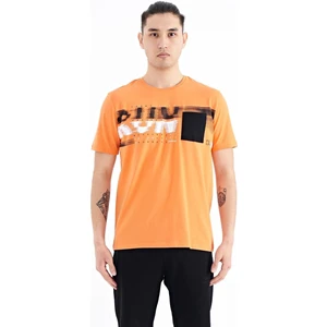 Tommy Life Oranj Ön Cep Detaylı Baskılı Standart Kalıp Erkek T-shirt - 88200