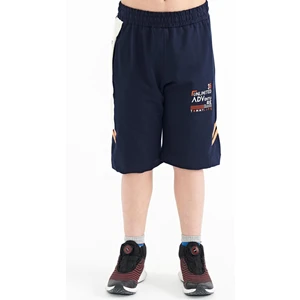 Tommy Life Indigo Nakış Desenli Bağcıklı Standart Kalıp Erkek Çocuk Şort - 11124