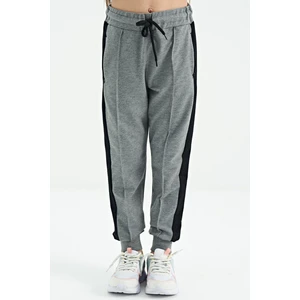 Tommy Life Tommy Life  Gri Melanj Yan Bantlı Gizli Fermuar Cep Detaylı Jogger Kız Çoccuk Eşofman Alt - 75122