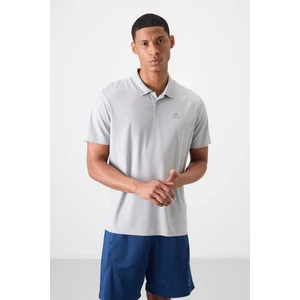Tommy Life Gri Logo Baskılı Standart Kalıp Polo Yaka Aktif Spor Erkek T-Shirt - 88252