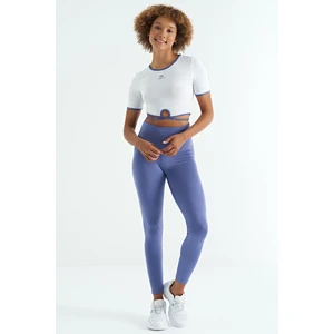 Tommy Life Eflatun Logo Baskı Detaylı Yüksek Bel Dalgıç Kumaş Slim Fit Kadın Tayt - 94627