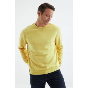Tommy Life Sarı Basic O Yaka Rahat Form Erkek Sweatshirt - 88053