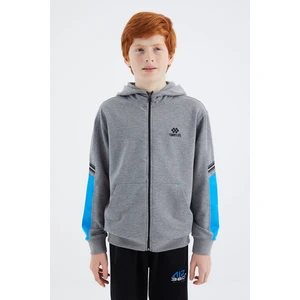 Tommy Life Gri Melanj Fermuarlı Erkek Çocuk Sweatshirt - 11180