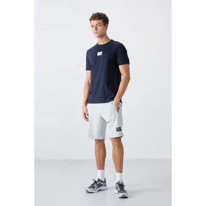 Tommy Life Lacivert - Taş Pamuklu Yumuşak Dokulu Standart Fit Baskılı Erkek Şortlu Takım - 85243