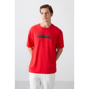 Tommy Life Fiesta Pamuklu Kalın Yumuşak Dokulu Oversize Fit Baskılı Erkek T-Shirt - 88334