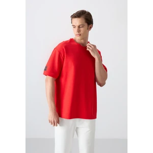 Tommy Life Fiesta Pamuklu Kalın Yüzeyi Dokulu Oversize Fit Basic Erkek T-Shirt - 88339