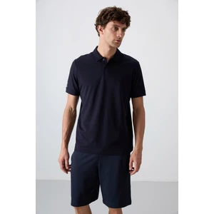 Tommy Life Tommy Life  Lacivert Pamuklu Kalın Yumuşak Dokulu Standart Fit Basic Polo Yaka Erkek T-Shirt - 88351