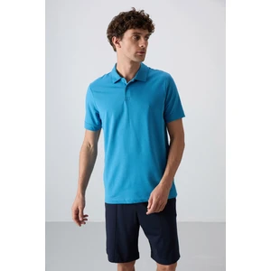 Tommy Life Petrol Mavi Pamuklu Kalın Yumuşak Dokulu Standart Fit Basic Polo Yaka Erkek T-Shirt - 88351