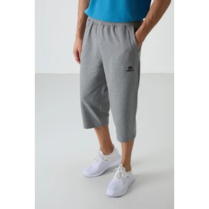 Tommy Life Gri Melanj Pamuklu Yumuşak Dokulu Standart Fit Nakışlı Erkek Kapri - 83102