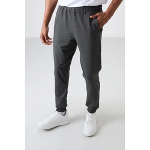 Tommy Life Antrasit Melanj Pamuk Yumuşak Dokulu Standart Fit Nakışlı Erkek Eşofman Alt - 82133