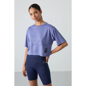 Tommy Life Eflatun Polyester Nefes Alan Dokulu İnce Esnek Oversize Fit Performans Kadın T-Shirt - 97284