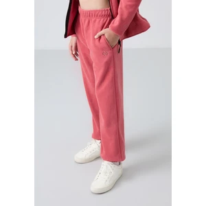 Tommy Life Yaban Gülü Kalın Yumuşak Dokulu Standart Fit Nakışlı Polar Kız Çocuk Eşofman Alt - 75155