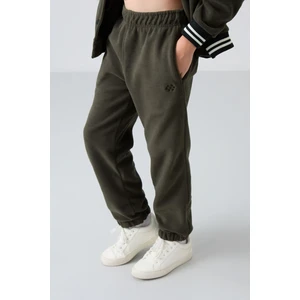Tommy Life Haki Kalın Yumuşak Dokulu Standart Fit Nakışlı Polar Kız Çocuk Eşofman Alt - 75155
