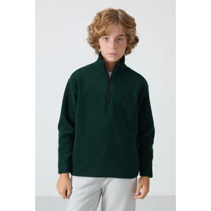 Tommy Life Çam Yeşil Kalın Yumuşak Dokulu Standart Fit Nakışlı Polar Erkek Çocuk sweatshirt - 11221