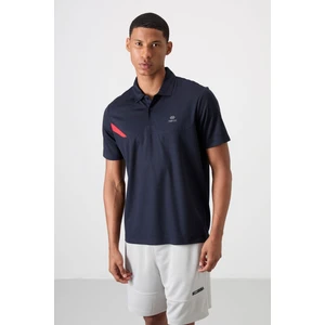 Tommy Life Lacivert Polyester Nefes Alan Dokulu İnce Esnek Standart Fit Polo Yaka Erkek Performans T-Shirt - 88402