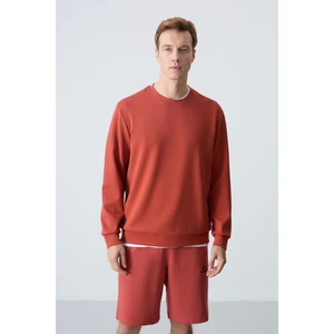 Tommy Life Kiremit Basic O Yaka Rahat Form Erkek Sweatshirt - 88053