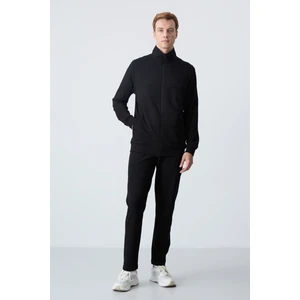 Tommy Life Siyah Pamuklu Kalın Yumuşak Dokulu Comfort Fit Basic Erkek Eşofman Takım - 85260