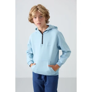 Tommy Life Açık Mavi Pamuklu Kalın İçi Tüylü Yumuşak Dokulu Standart Fit Nakışlı Erkek Çocuk Sweatshirt - 11244
