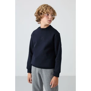 Tommy Life Lacivert Pamuklu Kalın İçi Tüylü Yumuşak Dokulu Standart Fit Nakışlı Erkek Çocuk Sweatshirt - 11232