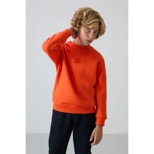 Tommy Life Portakal Pamuklu Kalın İçi Tüylü Yumuşak Dokulu Standart Fit Nakışlı Erkek Çocuk Sweatshirt - 11232