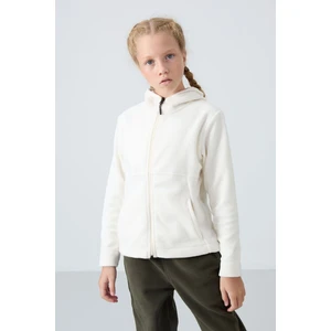Tommy Life Ekru Kalın Yumuşak Dokulu Standart Fit Nakışlı Polar Kız Çocuk Sweatshirt - 75152