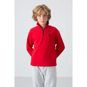 Tommy Life Kırmızı Kalın Yumuşak Dokulu Standart Fit Nakışlı Polar Erkek Çocuk Sweatshirt - 11221