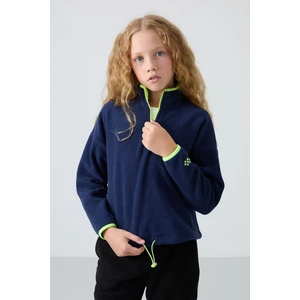 Tommy Life İndigo Kalın Yumuşak Dokulu Standart Fit Nakışlı Polar Kız Çocuk Sweatshirt - 75151