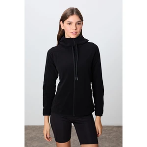 Tommy Life Siyah Kalın Yumuşak Dokulu Kapüşonlu Standart Fit Nakışlı Polar Kadın Sweatshirt -97287