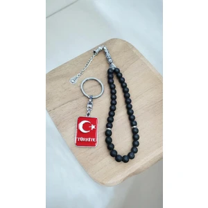 Hediyelik 33'lü Cam Model Tesbih ve Türk Bayrağı Anahtarlık