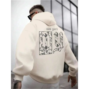 Erkek Bej Ny Life  Baskılı Sweatshirt