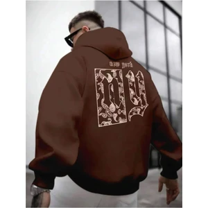 Erkek Kahve  Ny Life  Baskılı Sweatshirt