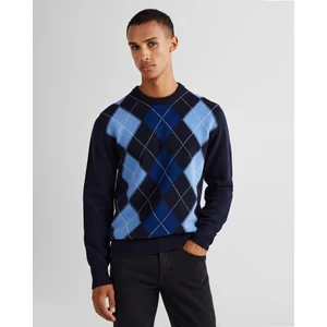 Erkek Lacivert Regular Fit Bisiklet Yaka Desenli Kazak 8060072.433