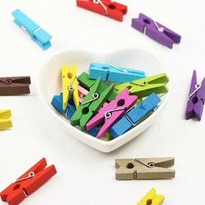 Tsdinç Store Tsdinç Store Küçük Ahşap Mandal Mini Mandal 3cm 24 Adet - Dekoratif Mandal Renkli Mandal Fotoğraf Mandal