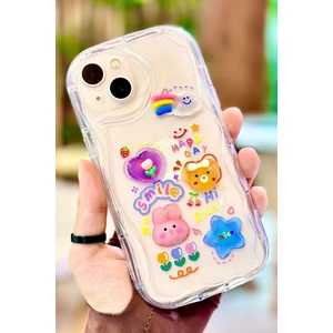 iPhone 13 Sevimli Hayvan Figürlü 3 Boyutlu Şeffaf Smile Kılıf