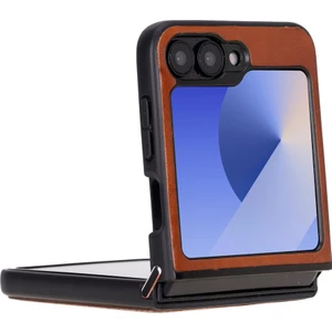 Samsung Galaxy Z Flip6 Uyumlu Deri Arka Kapak Gölgeli Taba