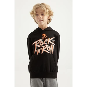 Tommy Life Tommy Life  Siyah Baskı Detaylı Standart Kalıp Kapüşonlu Erkek Çocuk Sweatshirt