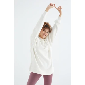 Tommy Life Tommy Life  Ekru Reglan Kol Basic Kapüşonlu Oversize Tunik - 97242