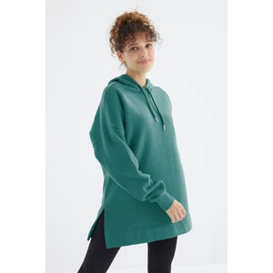 Tommy Life Tommy Life  Deniz Yeşili Reglan Kol Basic Kapüşonlu Oversize Tunik - 97242