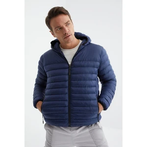 Tommy Life  Lacivert  Fermuarlı Standart Kalıp Soğuğa Dayanıklı Erkek Şişme Mont - 88167
