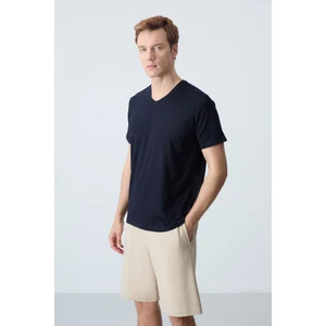 Tommy Life Tommy Life  Lacivert Erkek Basic Kısa Kol Standart Kalıp V Yaka T-Shirt - 87912