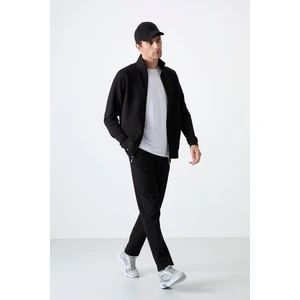 Tommy Life Tommy Life  Siyah Erkek Dik Yaka Fermuarlı Slim Fit Klasik Paça Eşofman Takımı-85072