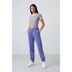 Tommy Life Tommy Life  Eflatun Kadın Cepli Yüksek Bel Rahat Form Lastik Paça Eşofman Alt - 94583