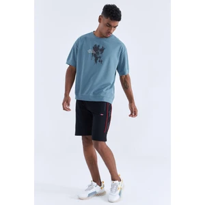 Tommy Life Tommy Life  Siyah-Kırmızı Erkek Yan Şeritli Standart Kalıp Şort-81148