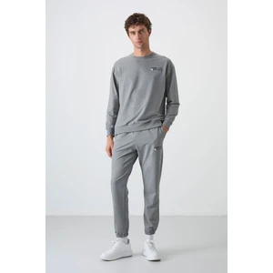 Tommy Life Tommy Life  Gri Melanj Erkek Casual O Yaka Oversize Lastik Paça Eşofman Takımı - 85120
