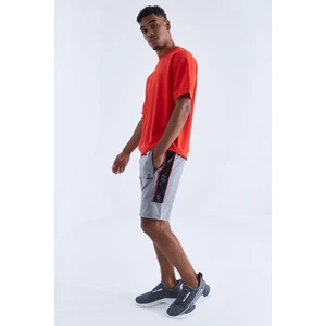 Tommy Life Gri Melanj Erkek Yan Şeritli Standart Kalıp Şort-81148