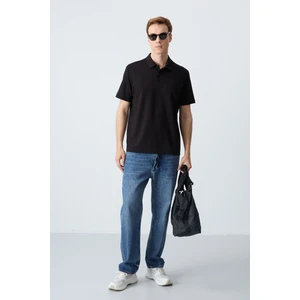 Tommy Life Tommy Life  Klasik Polo Yaka Siyah Erkek Tshirt