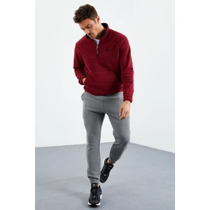 Tommy Life Tommy Life   Gri Melanj Erkek Gizli Fermuarlı Rahat Form Lastik Paça Polar Eşofman Alt - 84866