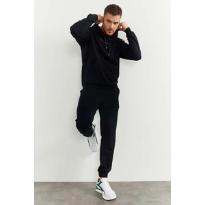 Tommy Life Tommy Life  Lacivert  Erkek Kapüşonlu Kanguru Cep Oversize Lastik Paça Eşofman Takımı - 85117