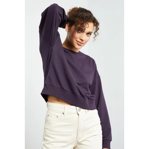 Tommy Life Tommy Life  Mor Kadın Basic Rahat Form O Yaka Kadın Sweatshirt-97114
